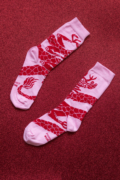 Pink Fantasy Dragon socks