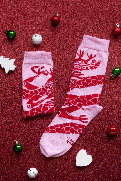 Pink Fantasy Dragon socks